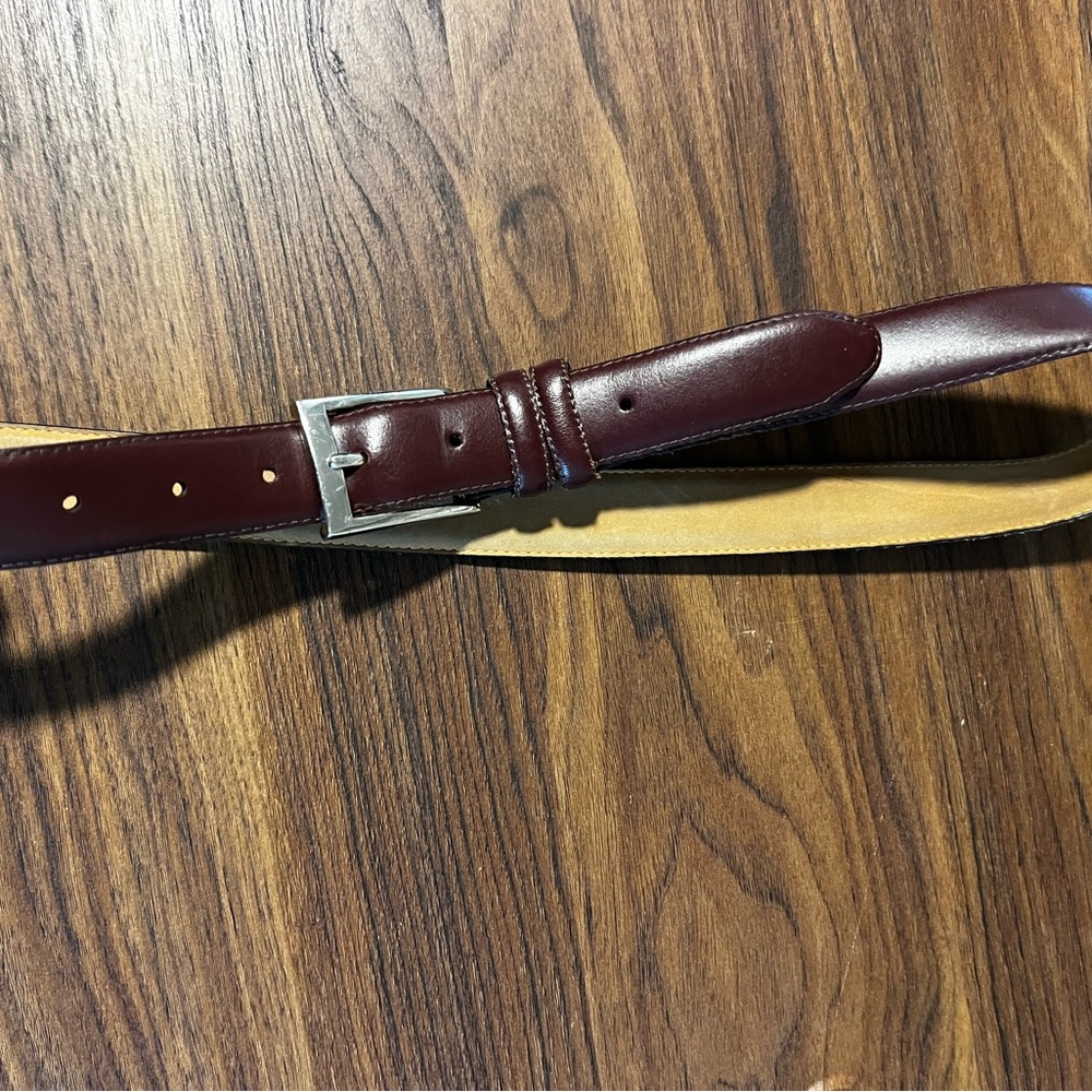 Men's Maroon Leather Belt